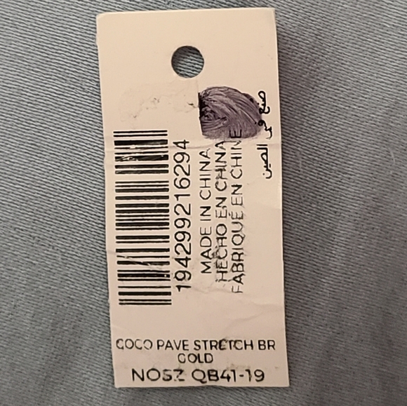 Goldtone Pave Simulated Crystal Stretch Bracelet - Picture 2 of 5